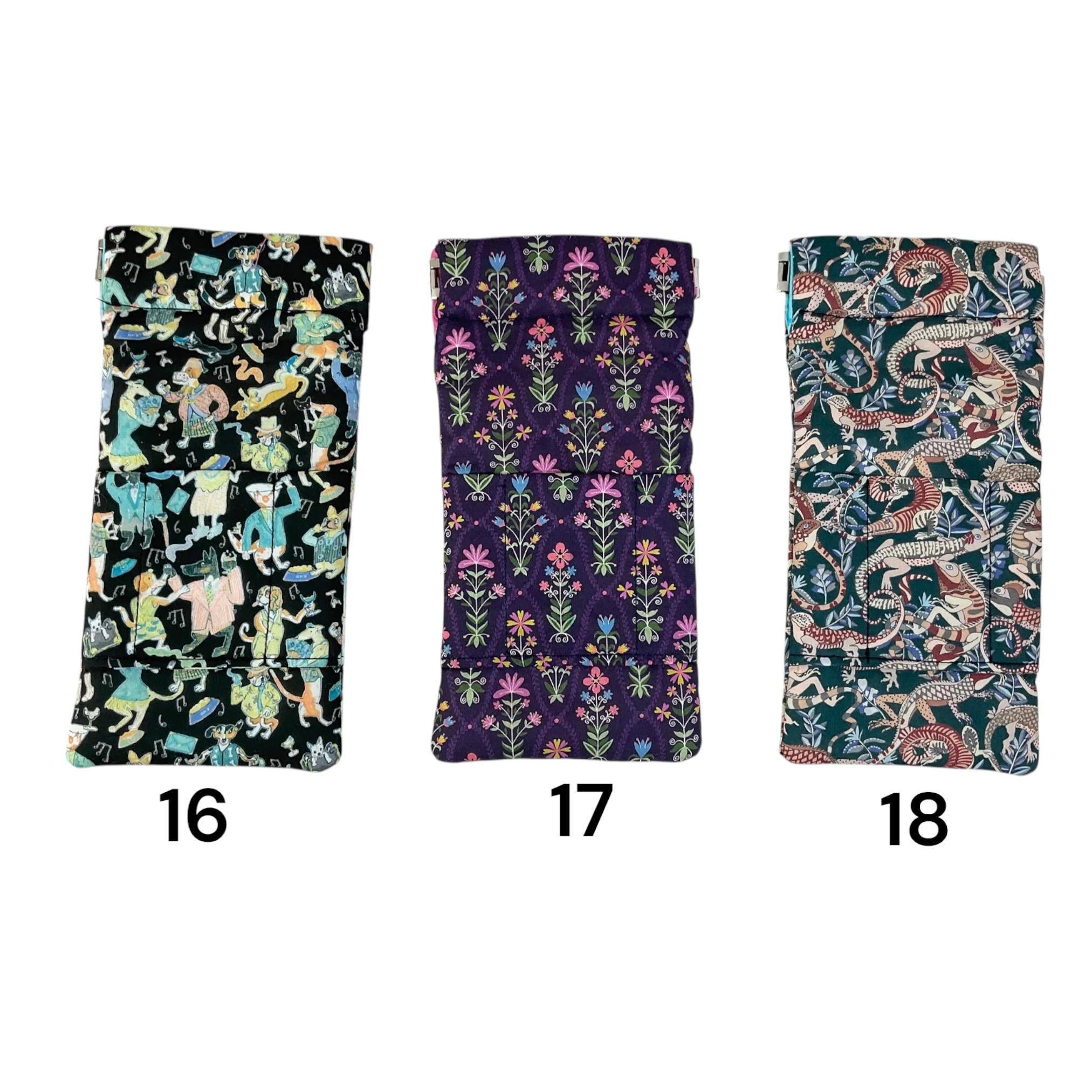 Glasses cases in Liberty floral fabric, snap shut spectacles pouch, sunglasses flex frame, ladies eyeglasses holder, women's gift,