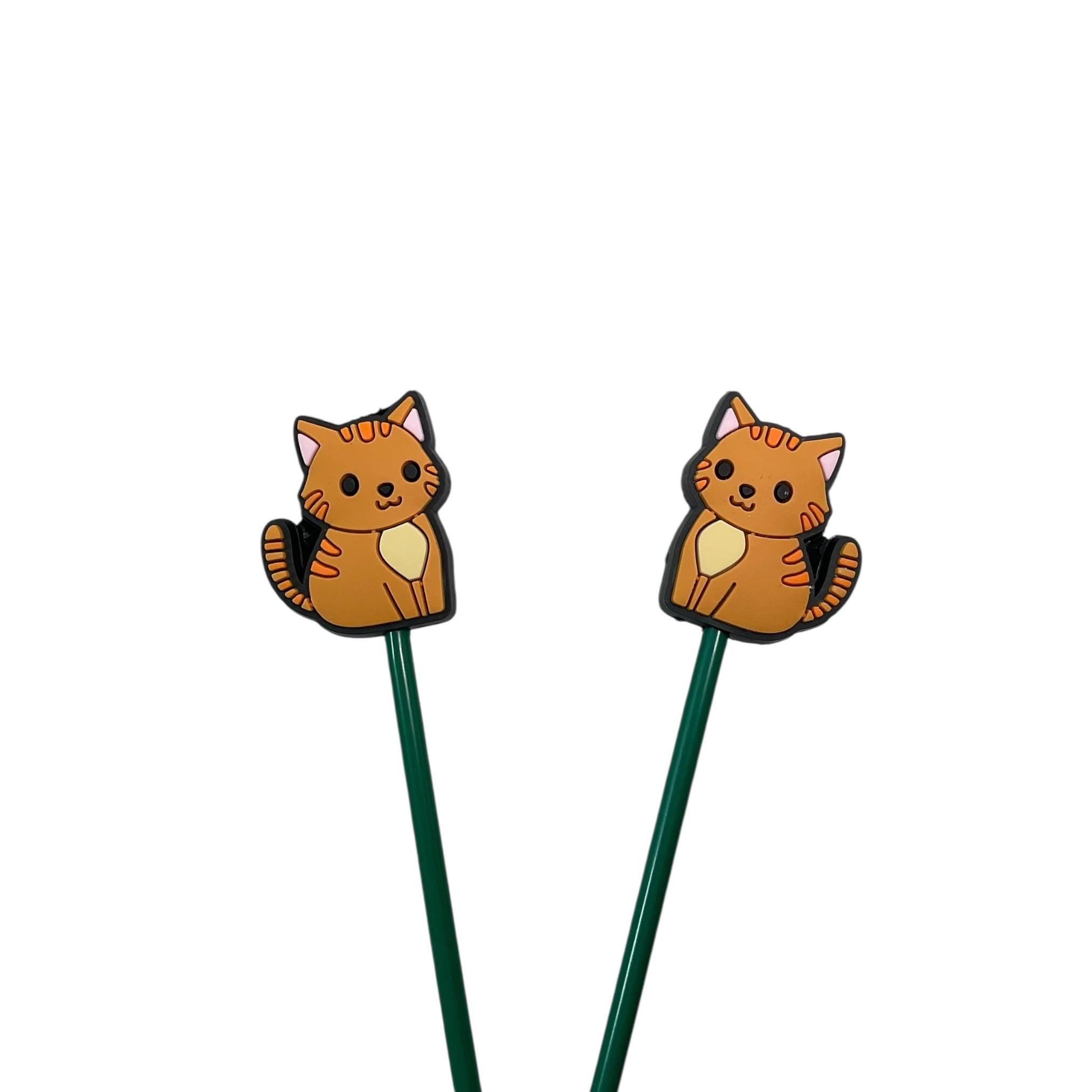 stitch stopper in a cat shape, kitty glow in the dark needle point protector, cat mum knitting gift,