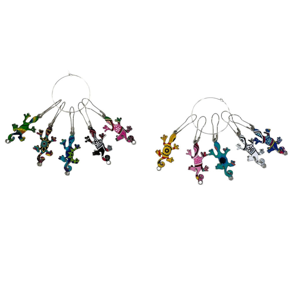 Lizard Stitch markers for knitting and crochet, enamelled colourful progress charms, lace markers, reptile lover knitters gift, place keeper