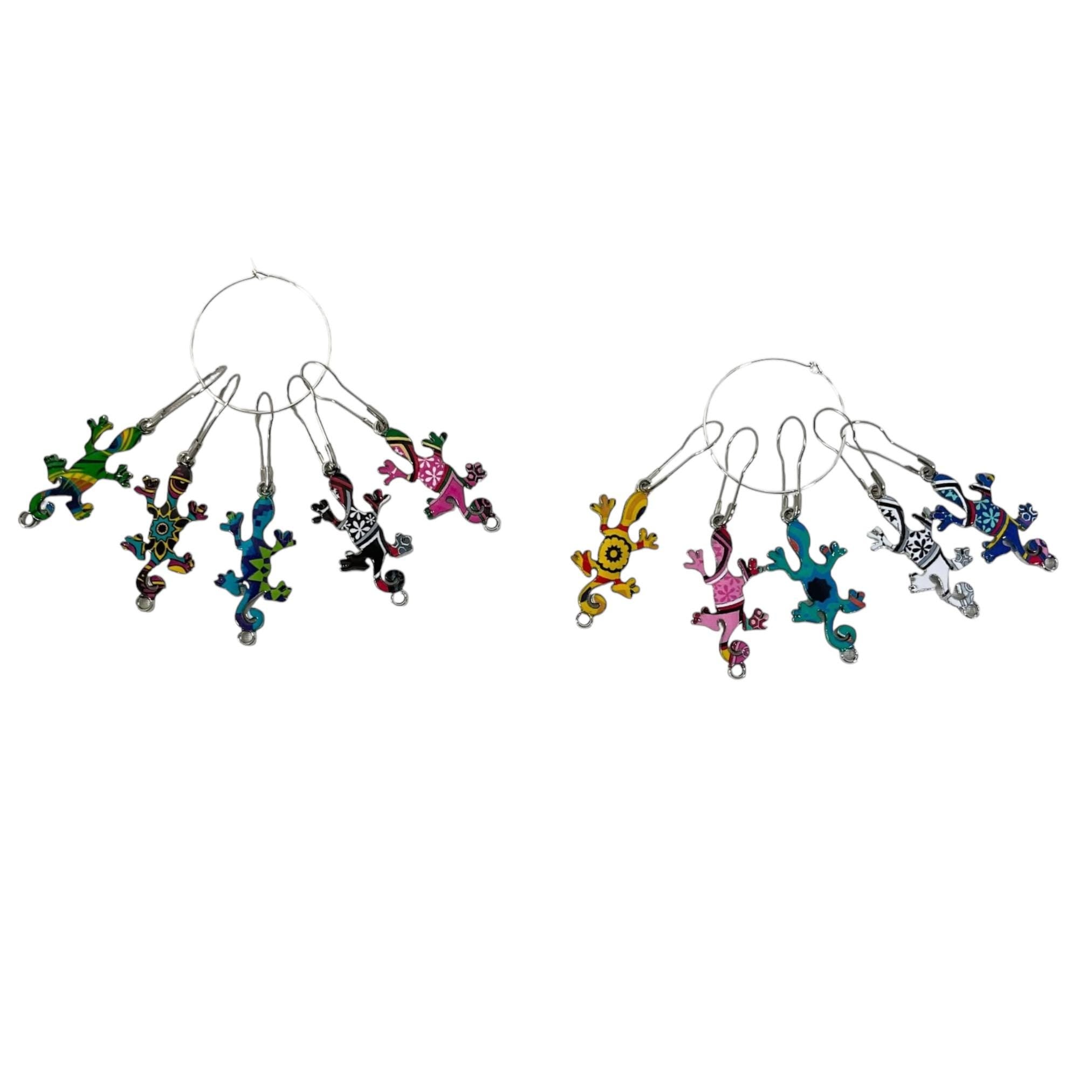 Lizard Stitch markers for knitting and crochet, enamelled colourful progress charms, lace markers, reptile lover knitters gift, place keeper