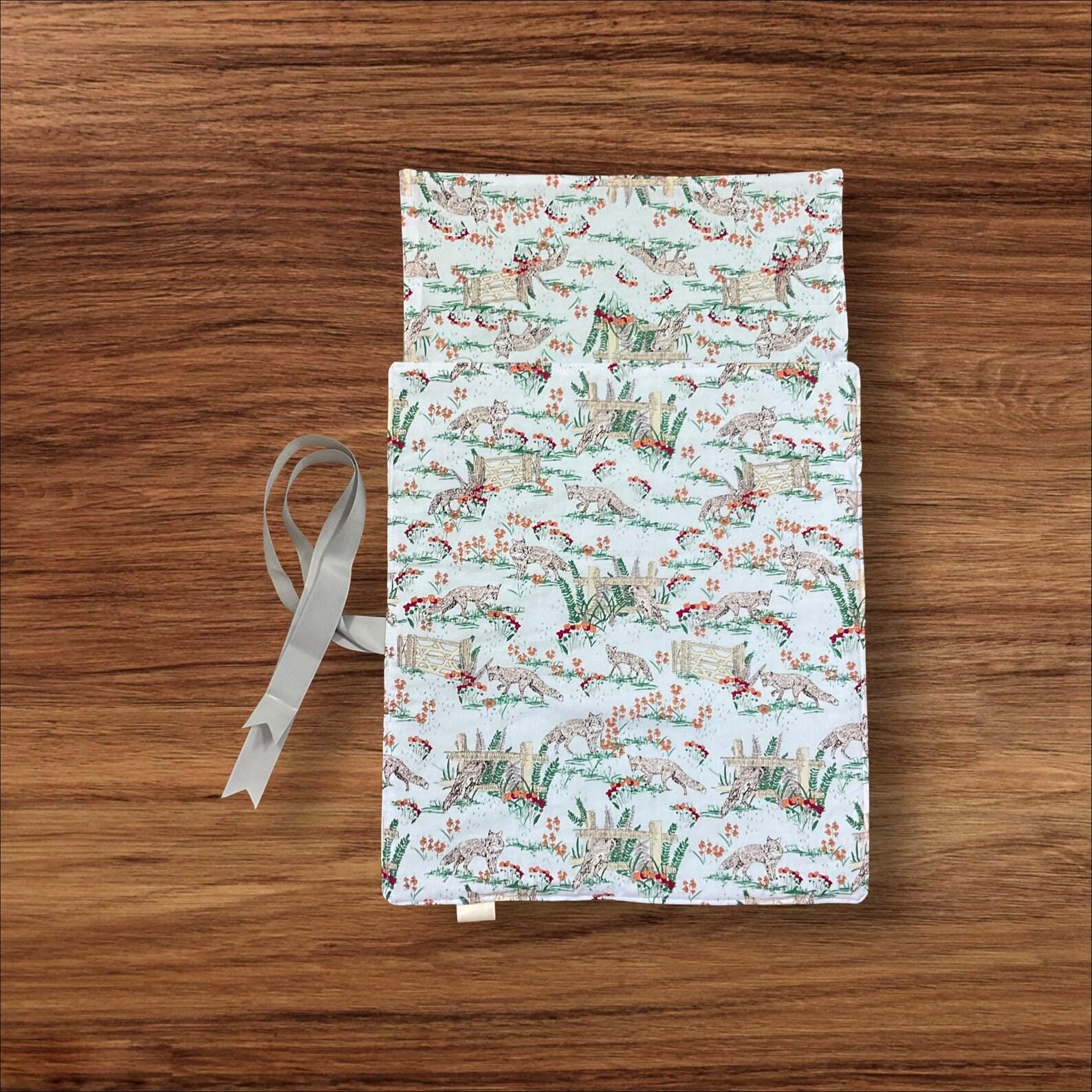 Straight knitting needle case with foxes, woodland creatures needle roll storage, knitting accessories, knitters gift,