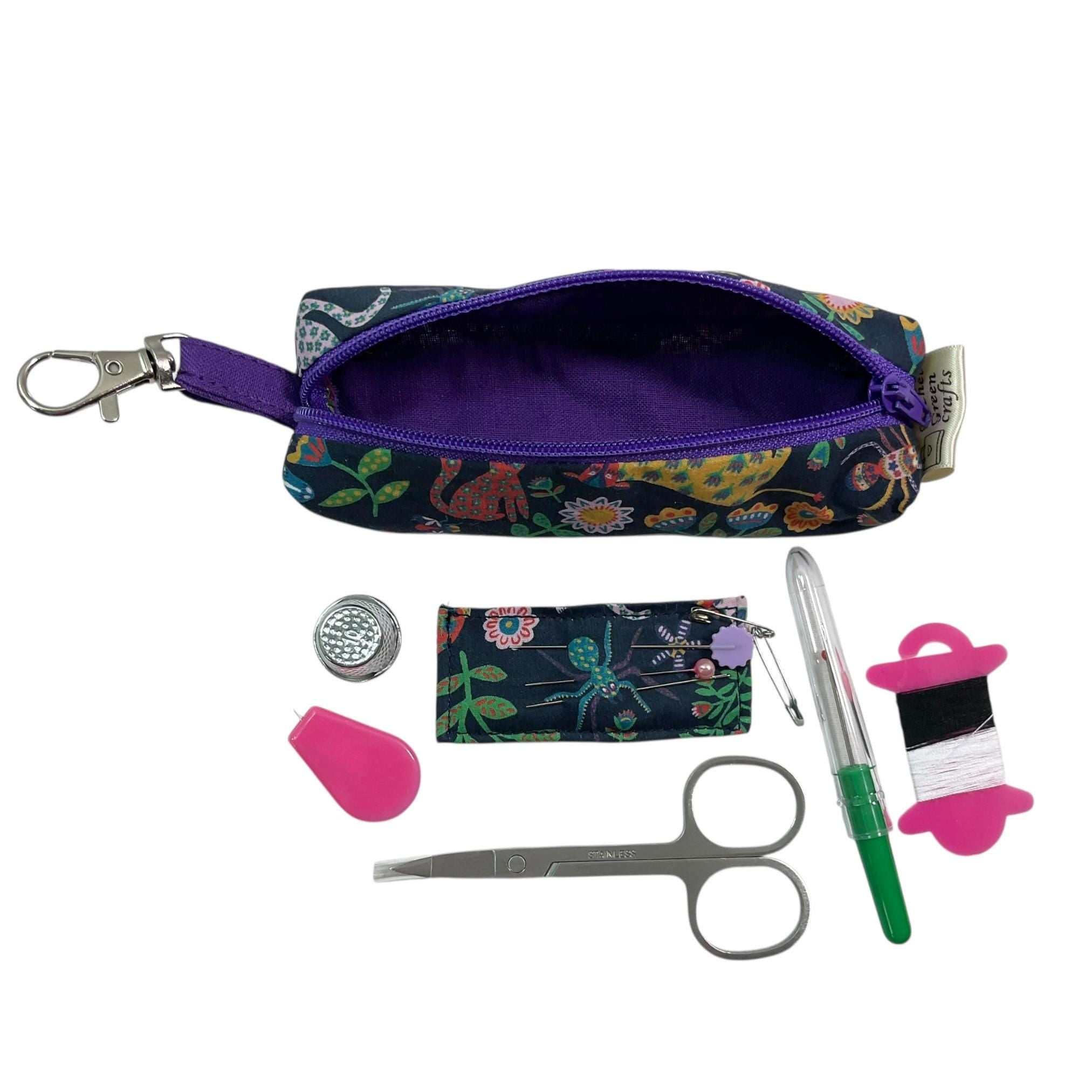 Liberty fabric Mini sewing kit, travel mending case, floral needle case, keychain sewing, sewing notions, stocking filler, ladies gift