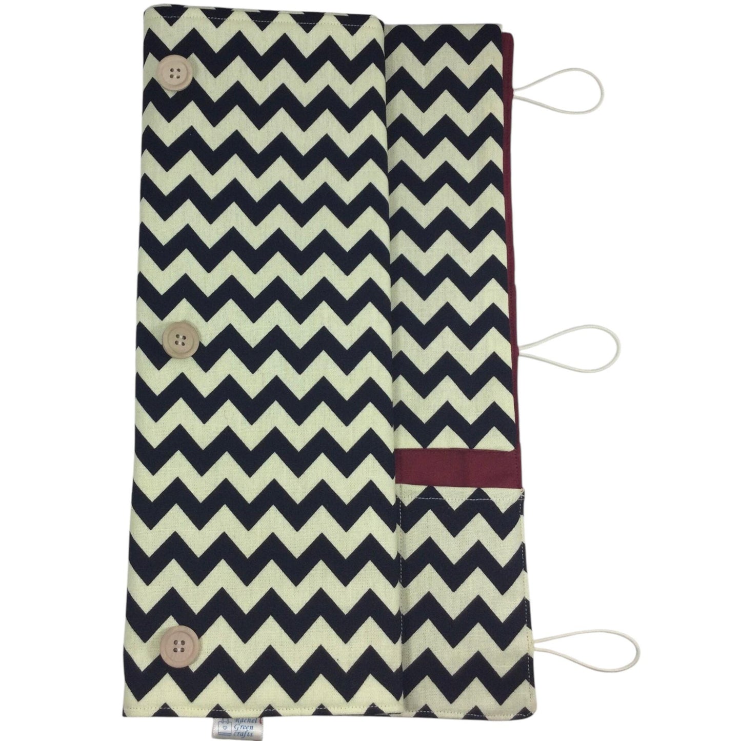 Straight and circular knitting needle case with black chevron print