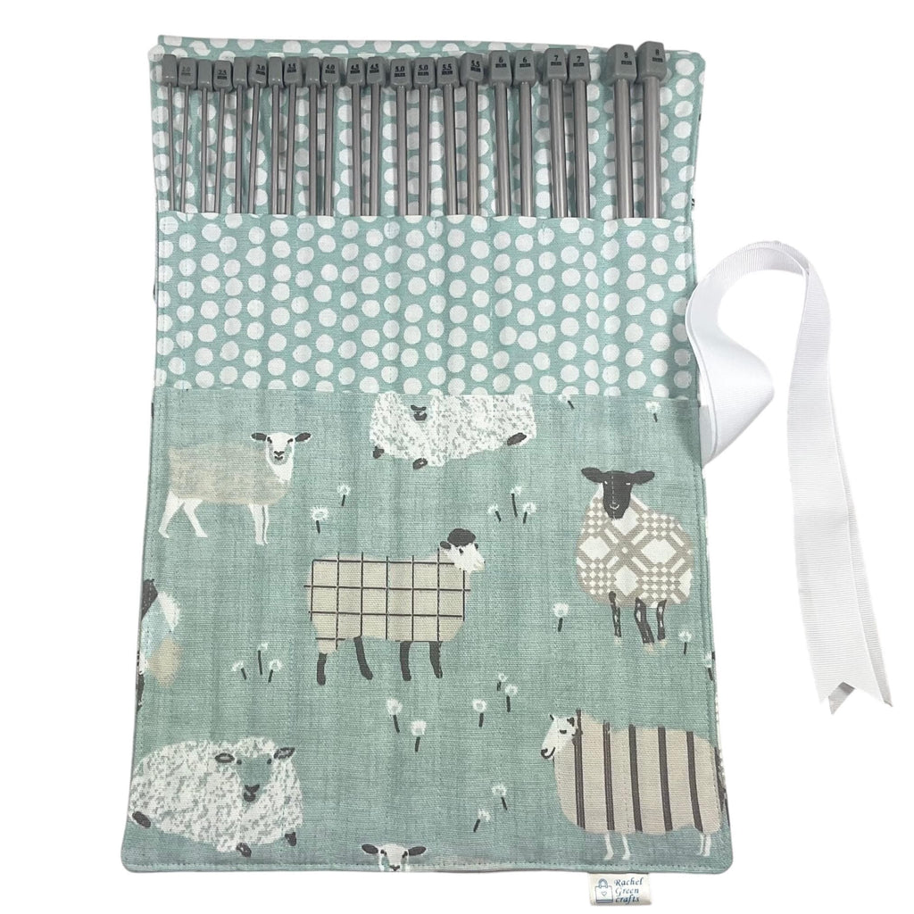 Tartan Sheep Knitting Needle Set: Straight Needles in Roll-Up Case