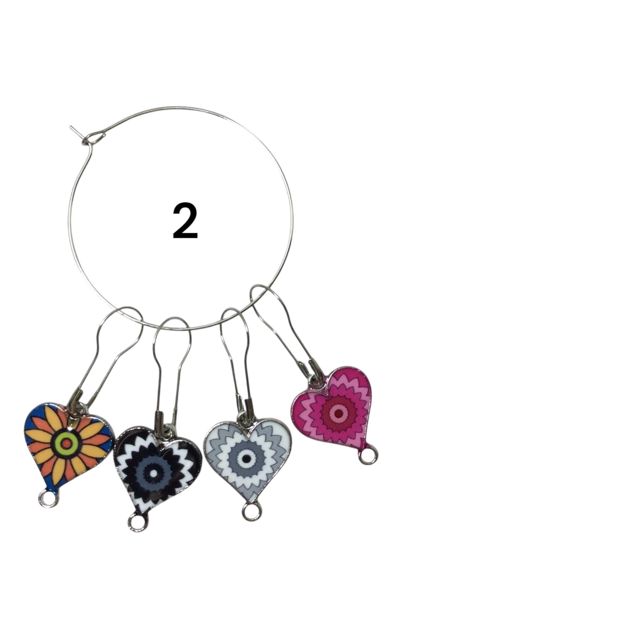 Heart Stitch Markers: Enamelled Knitting Crochet Charms (Set of 4)