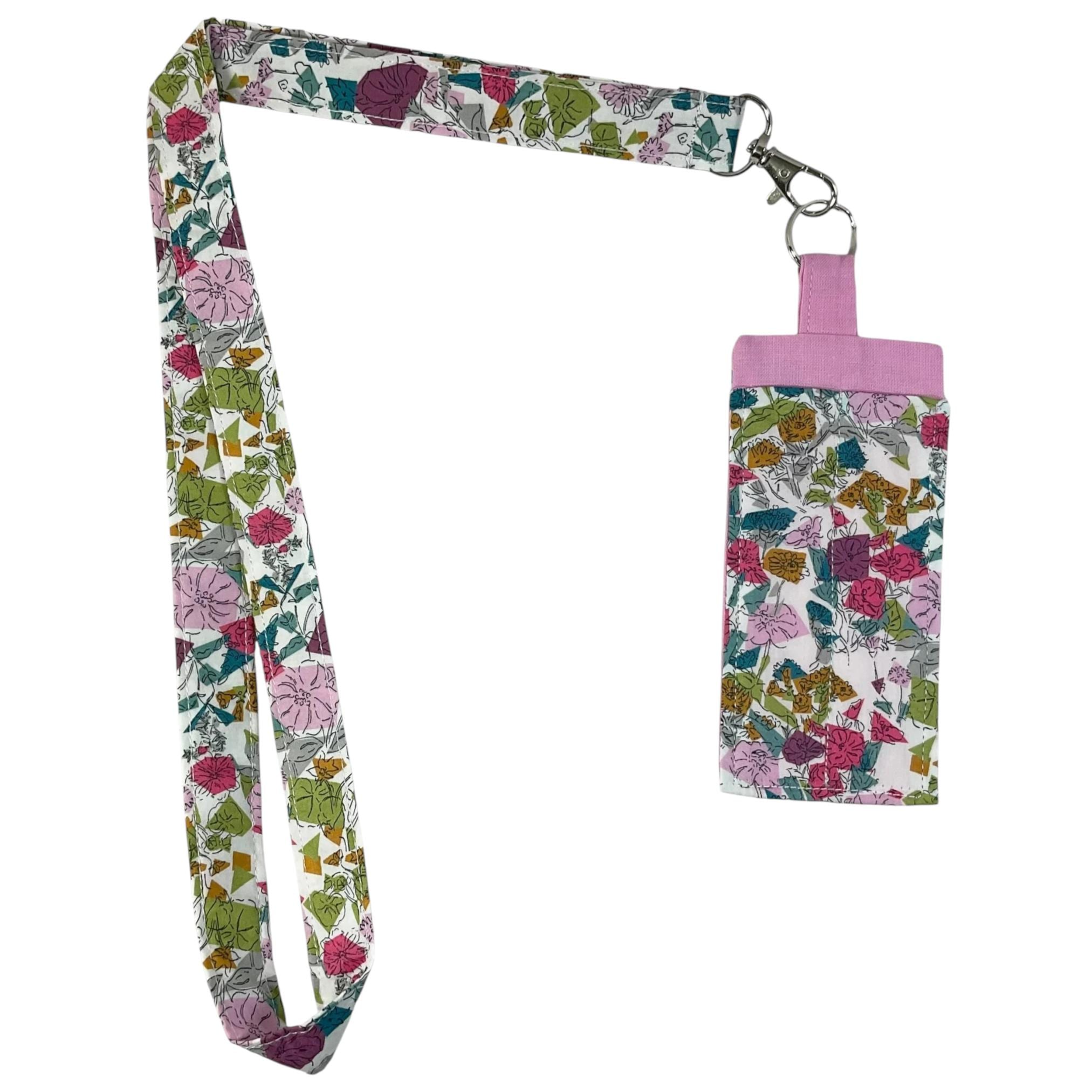 Liberty fabric neck lanyard with detachable pen holder, ID name tag holder in floral prints, teacher gift