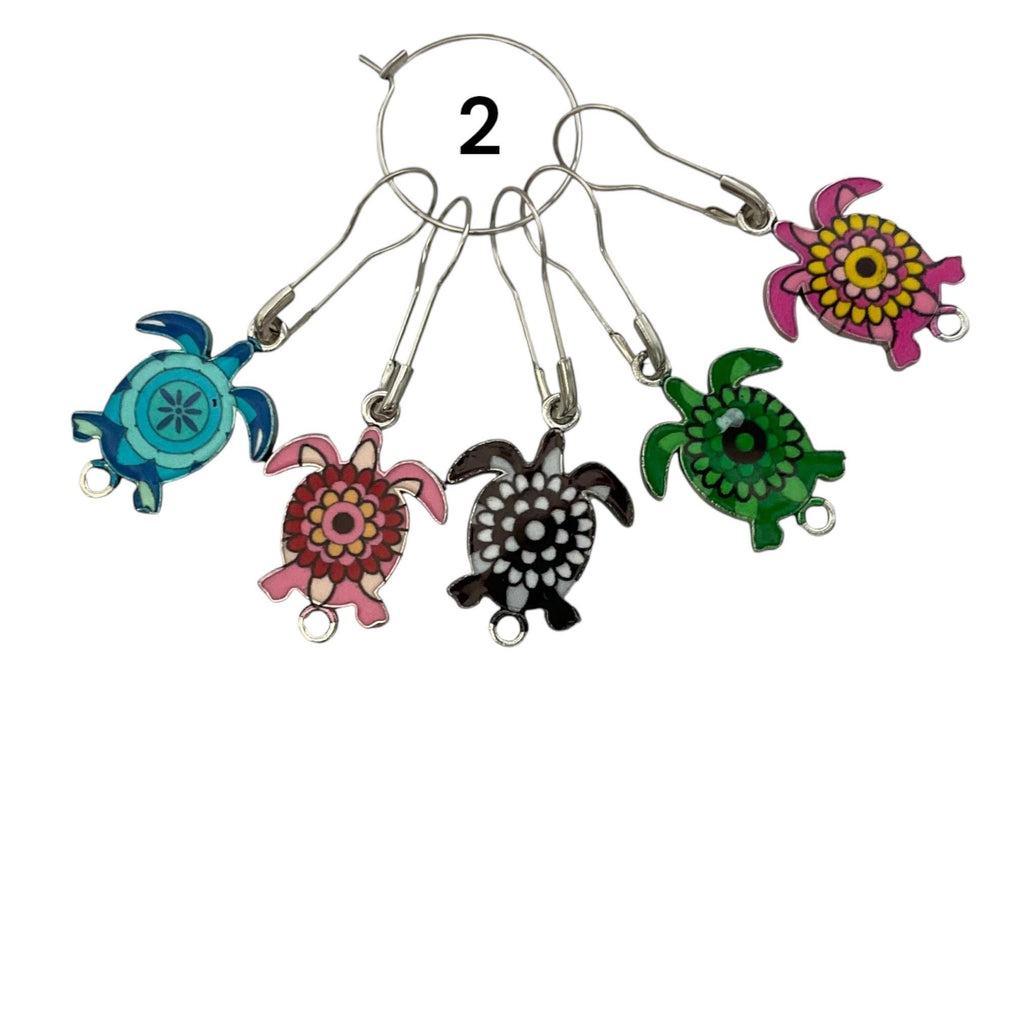 Turtle or tortoise Stitch markers for knitting and crochet, enamel colourful progress charms, lace markers, reptile lover gift, place keeper