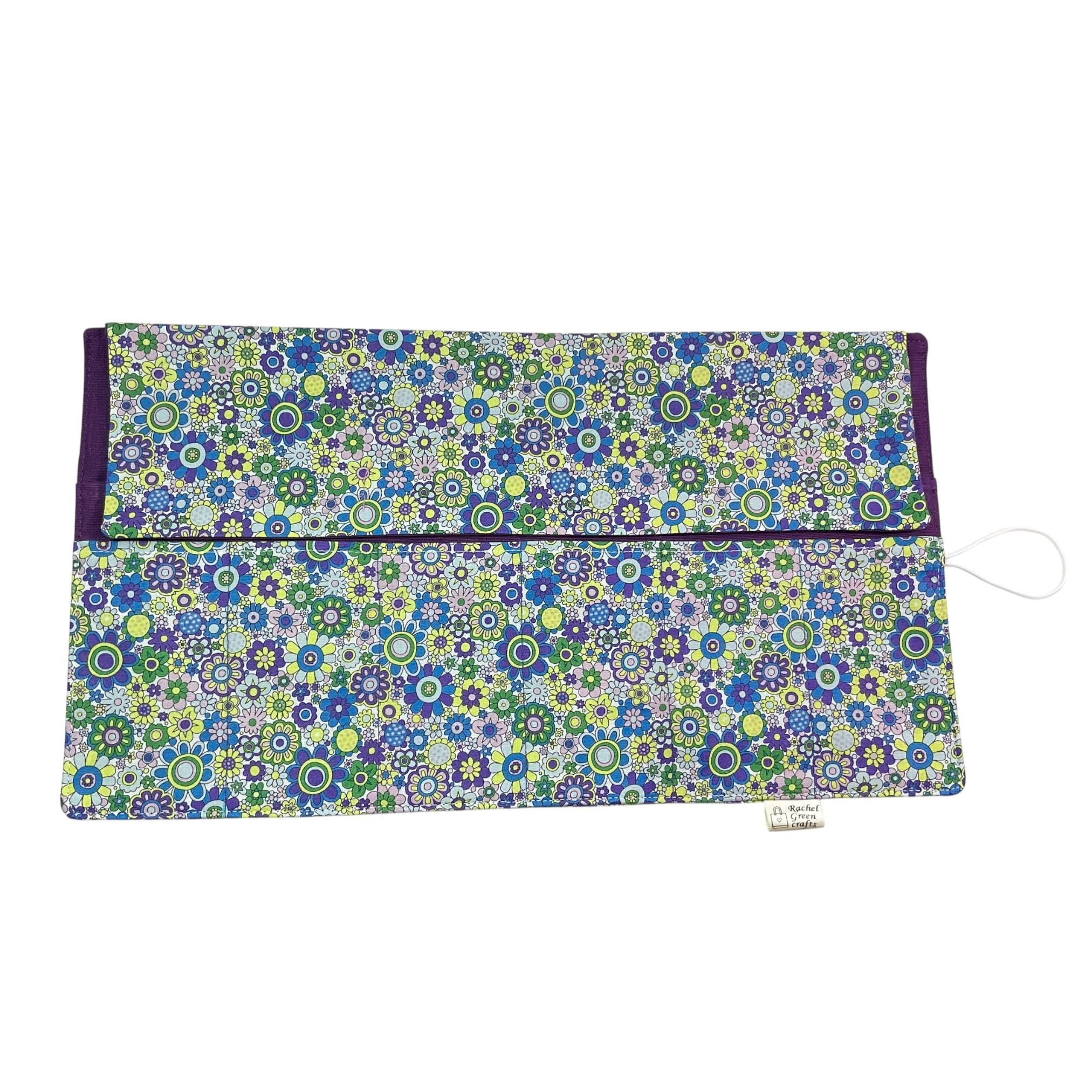 Circular needle case made from Liberty floral fabric, fixed circular sock needle pouch, knitting needle roll, knitters gift, needle holder,