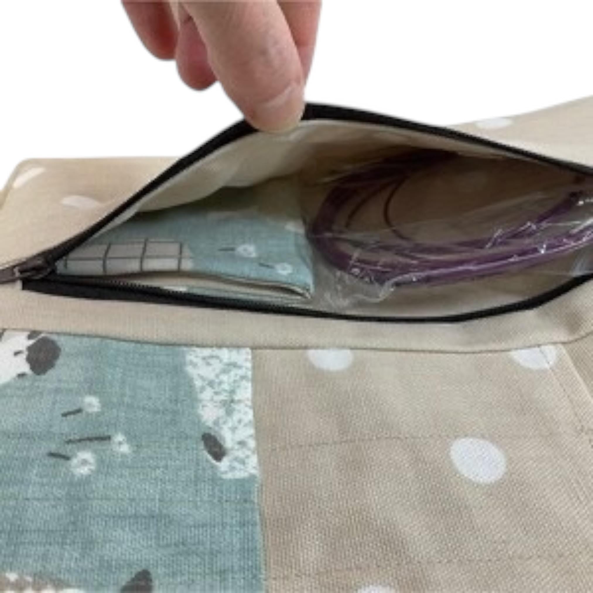 interchangeable and double pointed needle case with turquoise sheep, knitting needle pouch, hiya hiya case, knit pro wallet
