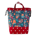 Extra Large drawstring knitting bag with Raccoons , multi pockets project bag with handles, raccoon gift