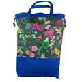 XXL  drawstring knitting bag with birds print supersized multi pockets project bag with handles, bird lover gift