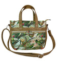 Hummingbird Crossbody Handbag made in caramel shade faux leather, unique large shoulder tote, zip pocket, perfect ladies gift