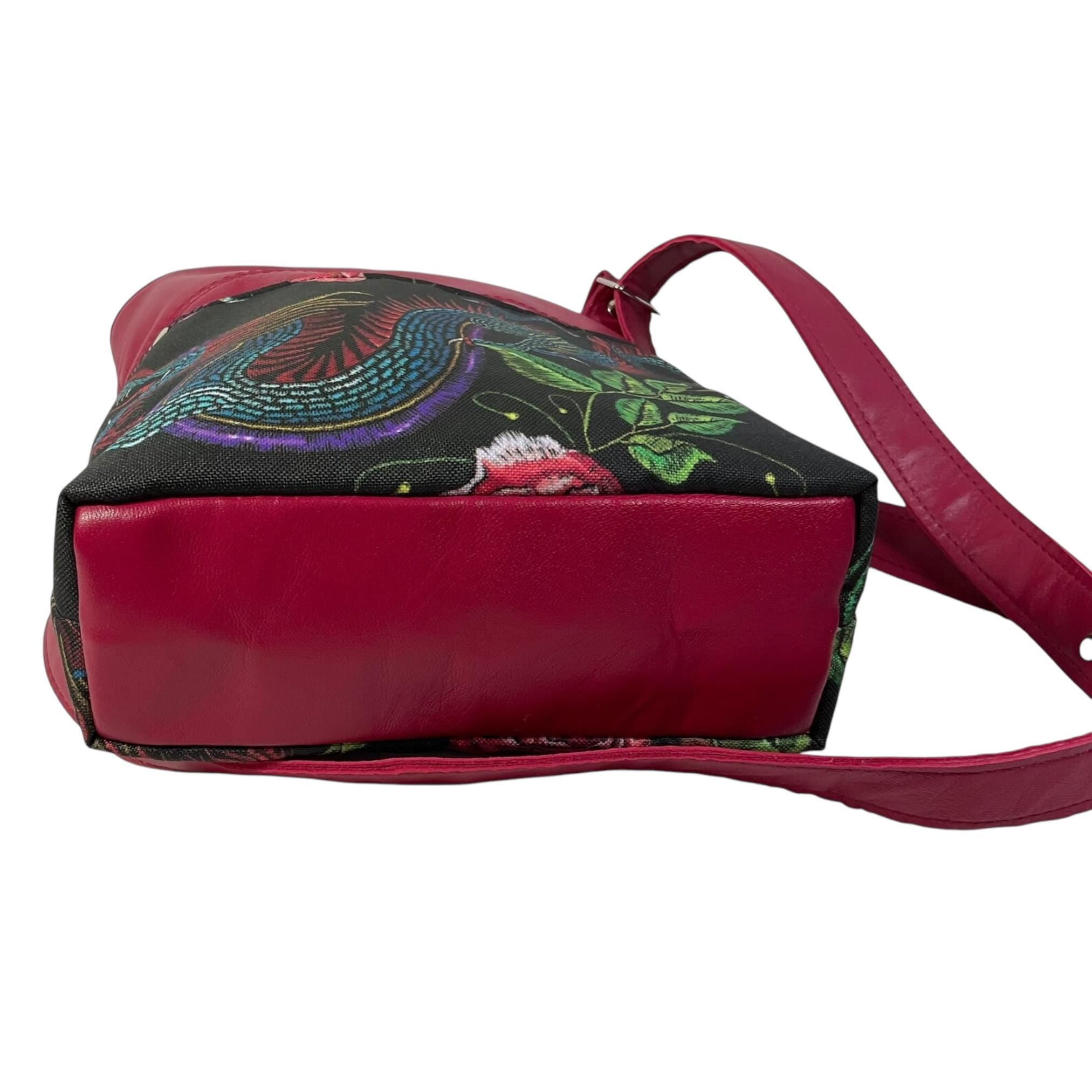 Handmade Dragon Print Leather Crossbody Bag: Chinese New Year Gift