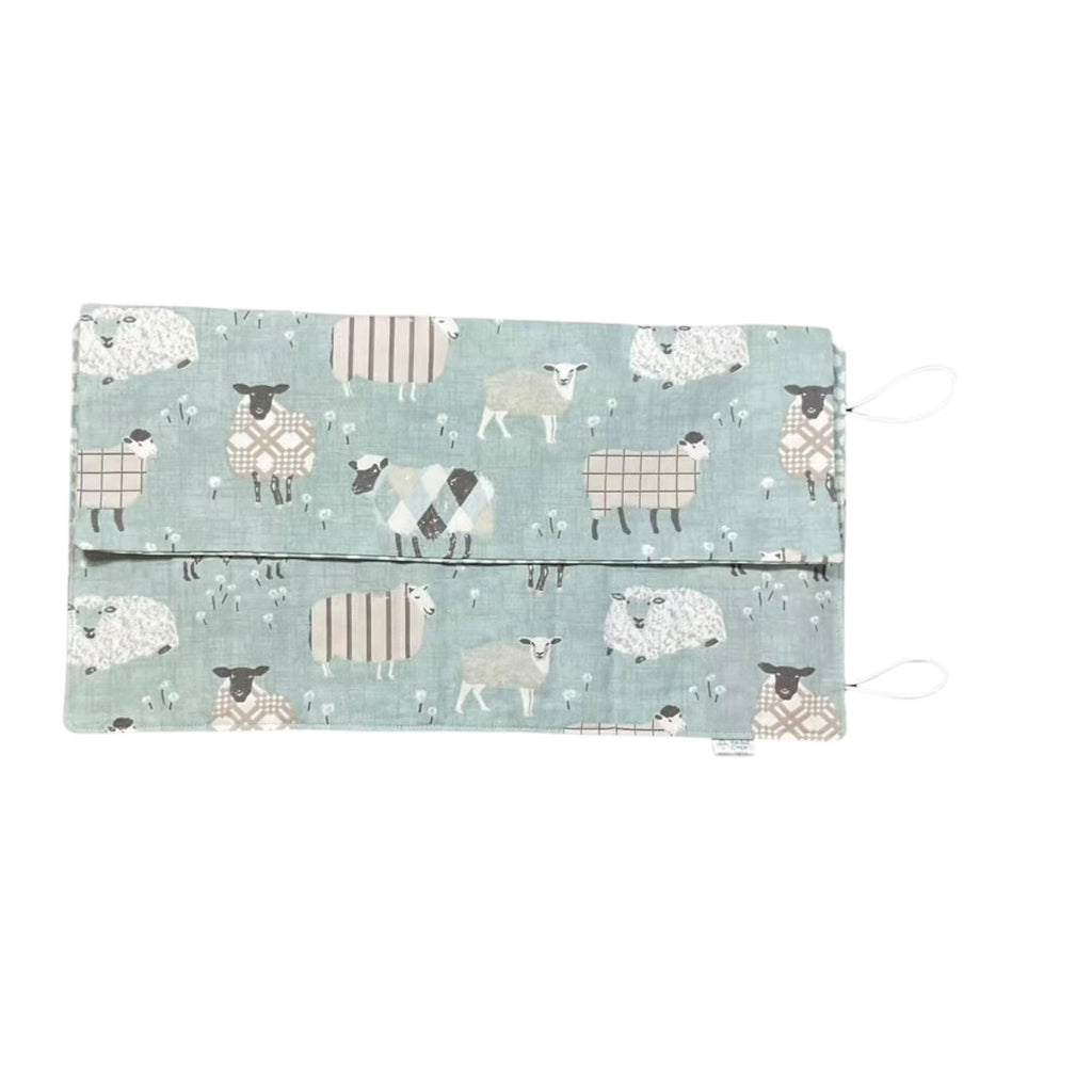 Double pointed knitting needle case with blue sheep, DPN or crochet hook case, sock knitters gift,
