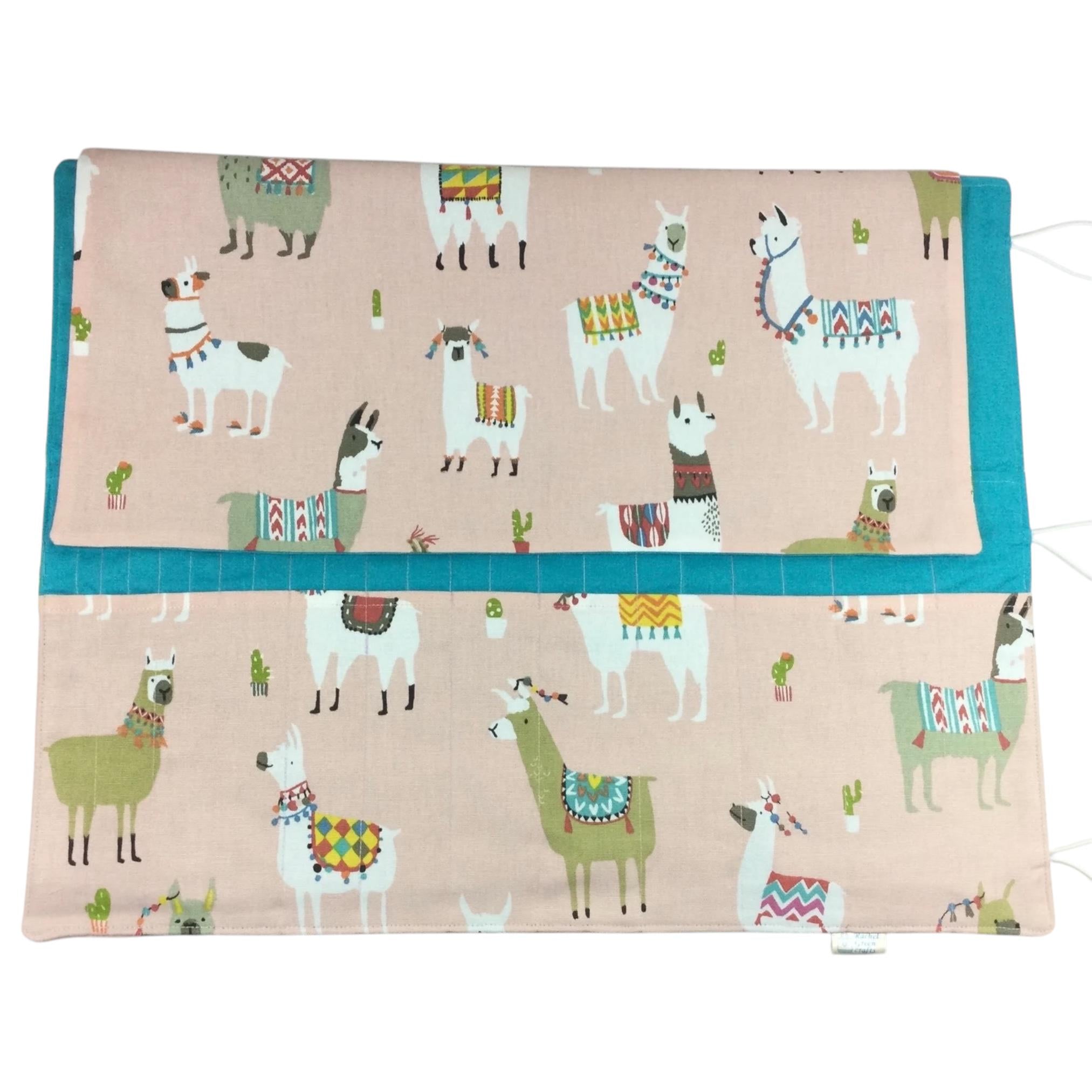 Straight and double pointed knitting needle case with alpacas, knitting needle pouch,  needle storage, long needles wallet, sock needle