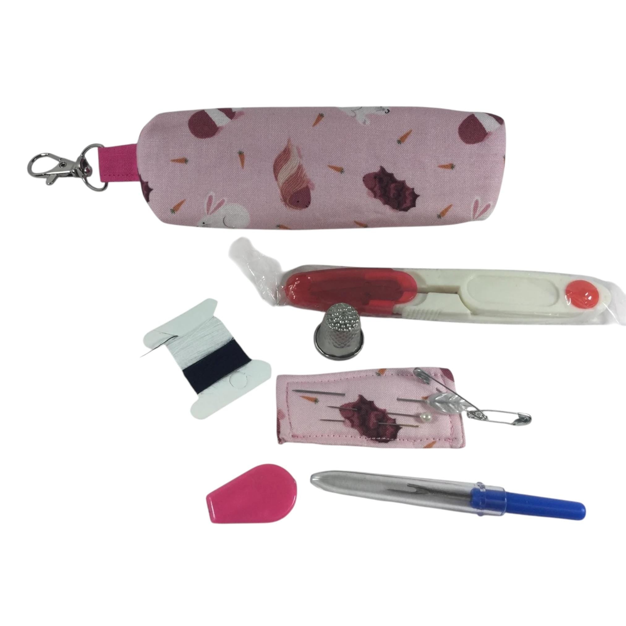 Mini sewing kit with lanyard clip,travel mending case, keyring needle case, keychain sewing notions, stocking filler, christmas gift