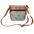 Handbag in faux leather and bee print,  vegan ladies gift, crossbody bag, shoulder zip pouch