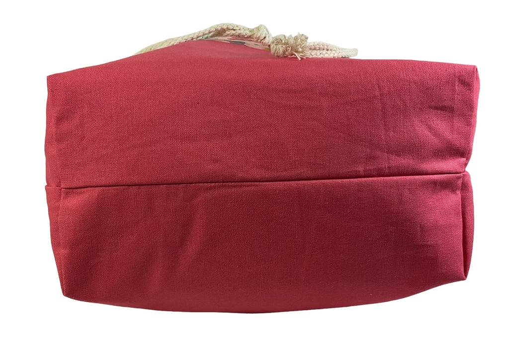Extra Large drawstring knitting bag with cat print, multi pockets project bag with handle