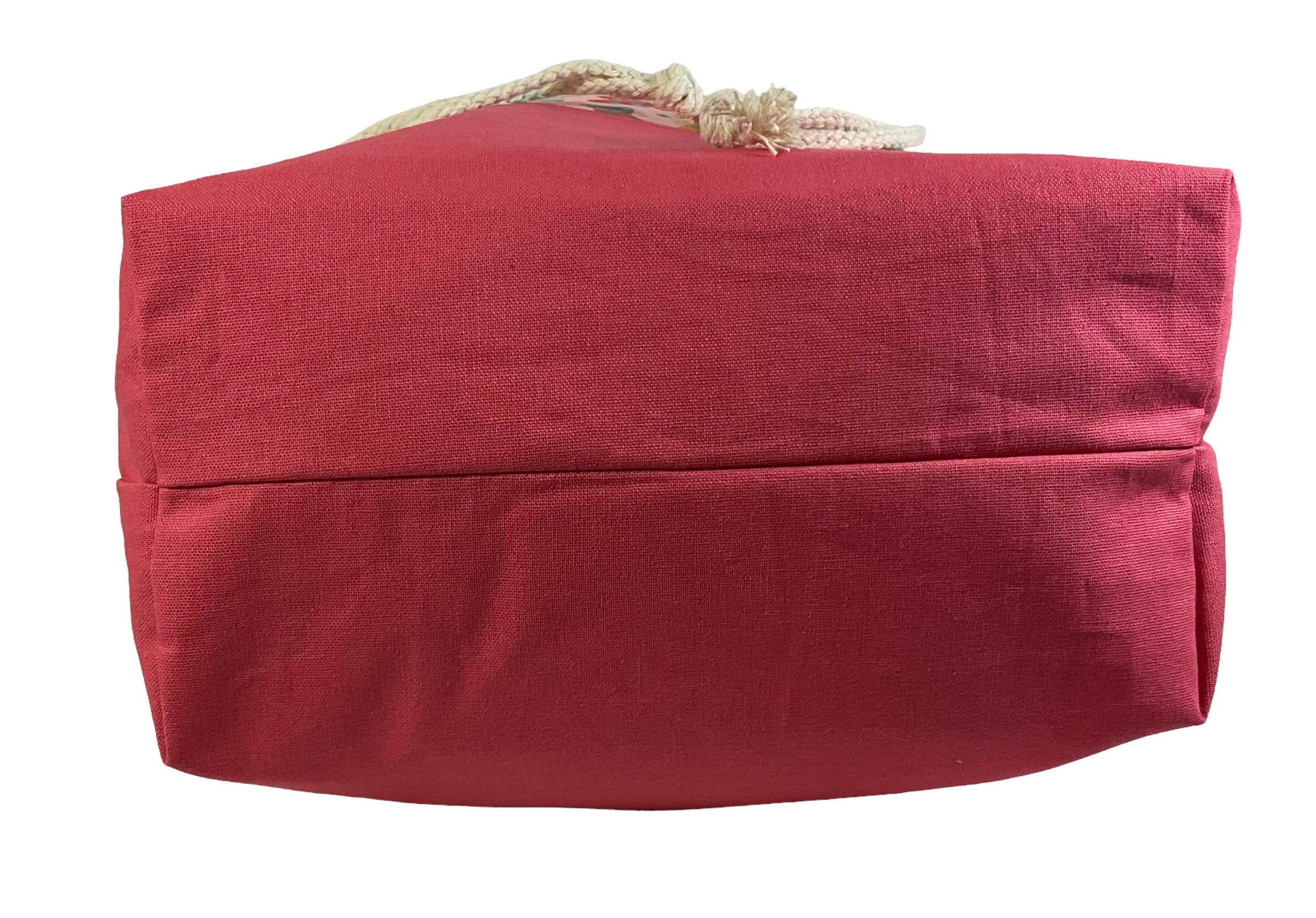 Extra Large drawstring knitting bag with cat print, multi pockets project bag with handle