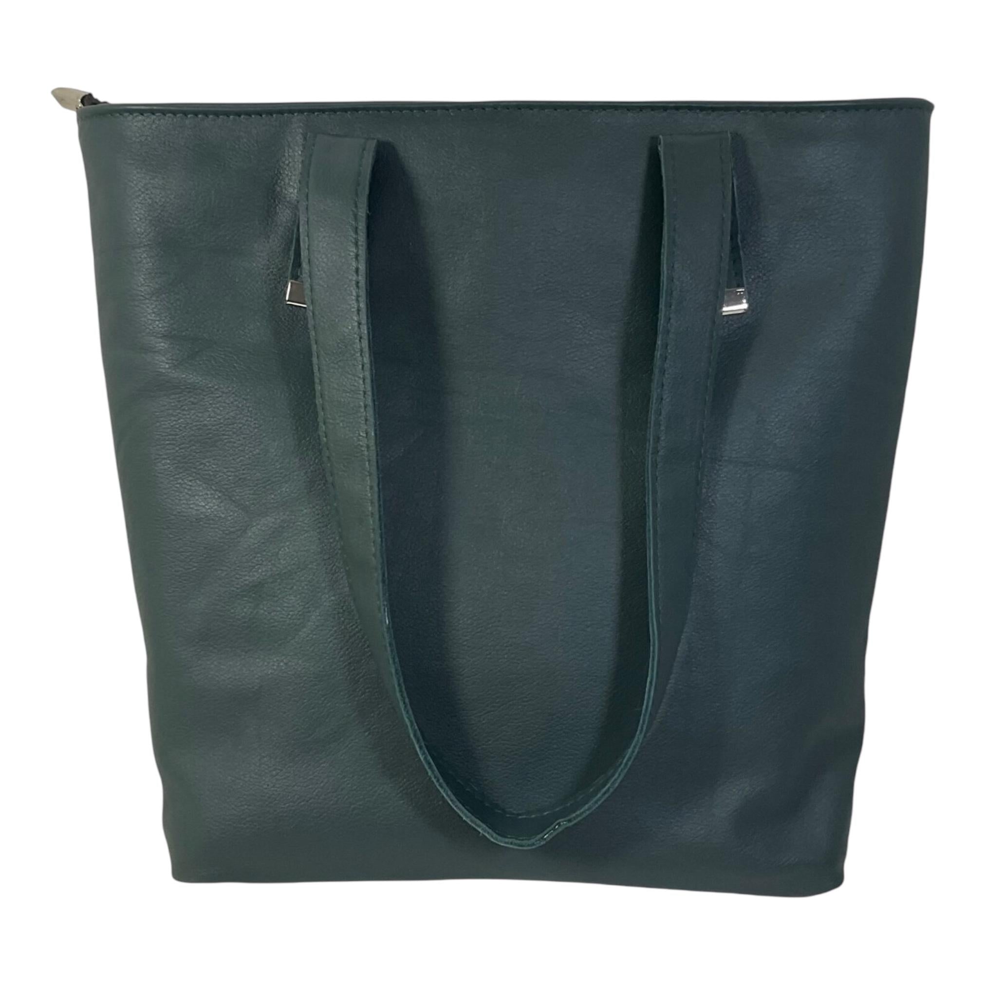 Tote bag made of genuine leather, medium sized brown shoulder bag