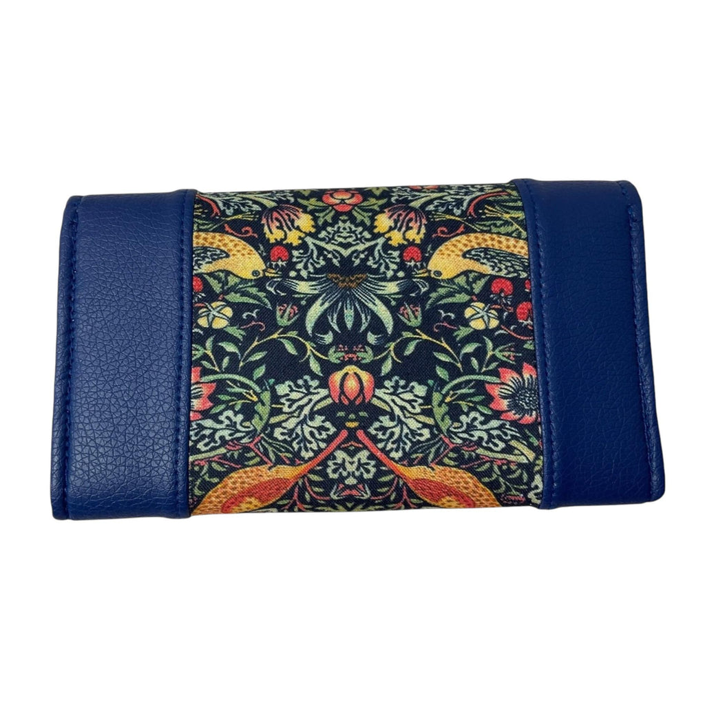 Ladies purse in faux leather and cotton canvas fabric, concertina style coin and card wallet, butterfly, cats and strawberry thief print