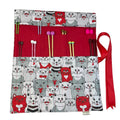 Straight knitting needle case with cats, needle roll, needle case, needle storage, knitting accessories, knitters gift, needle organiser