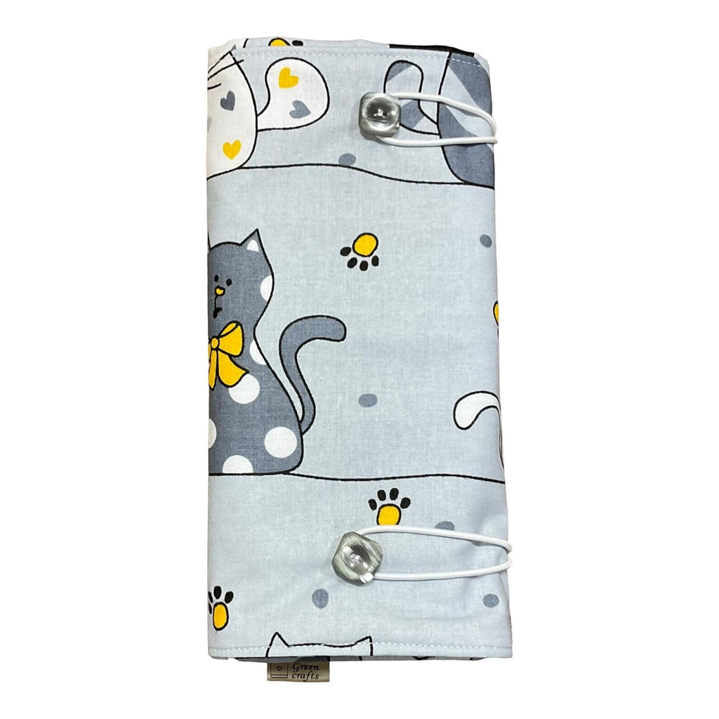 Double pointed knitting needle case with cats,  DPN or crochet hook case, sock knitters gift,