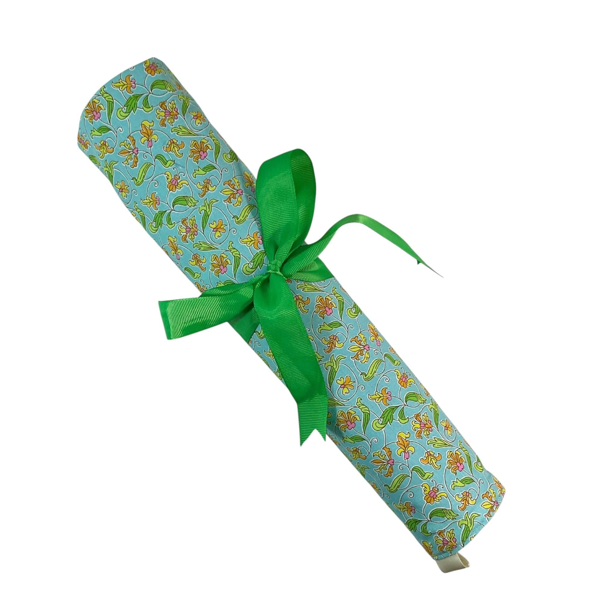 Liberty floral print Straight knitting needle case, needle roll, ribbon tie storage, knitting accessories, knitters gift,needle organiser