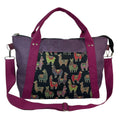 Knitting and crochet tote bag with zip top, large llamas organiser crossbody bag