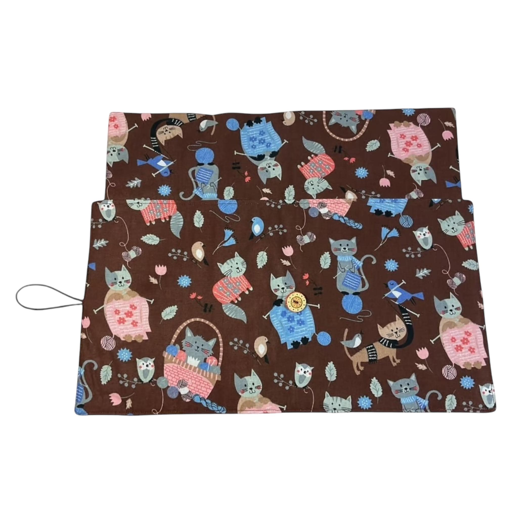 fixed Circular knitting needle case with cats, sock needles roll, needle wallet, knitters gift, needle holder,
