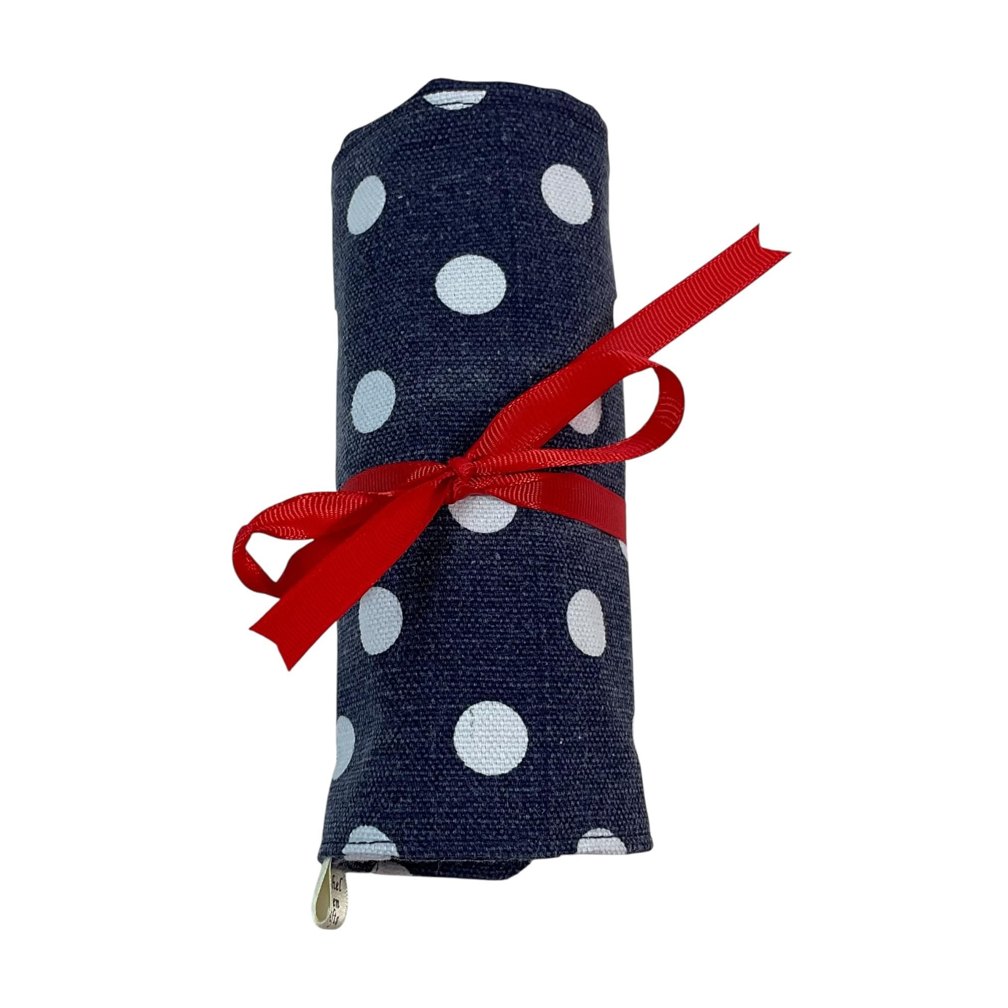 Crochet hook case with denim spot, Ergonomic organiser, roll up case, knitters gift, Crochet gift, crochet storage