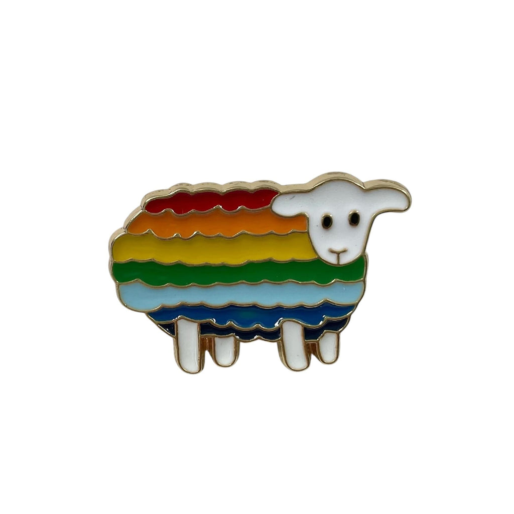 Knitting & Crochet Pin: Rainbow Sheep, Yarn Project Brooch