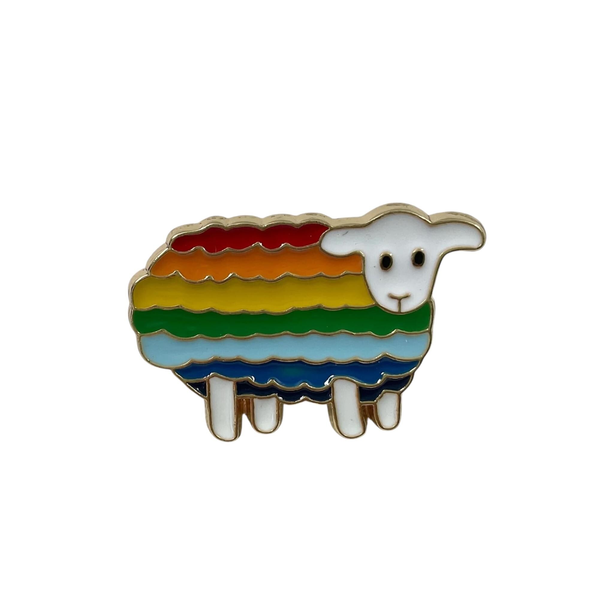 Knitting & Crochet Pin: Rainbow Sheep, Yarn Project Brooch