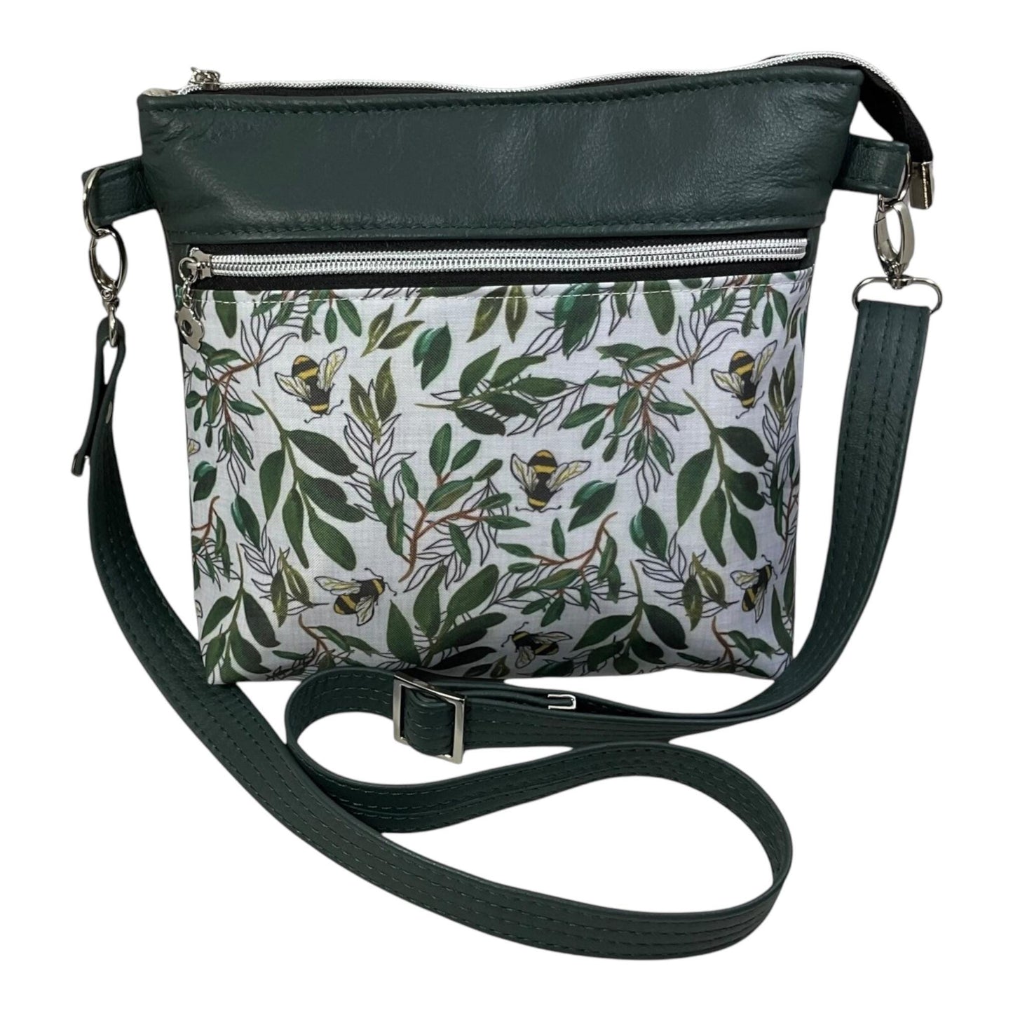 Handbag in genuine Leather and bee print