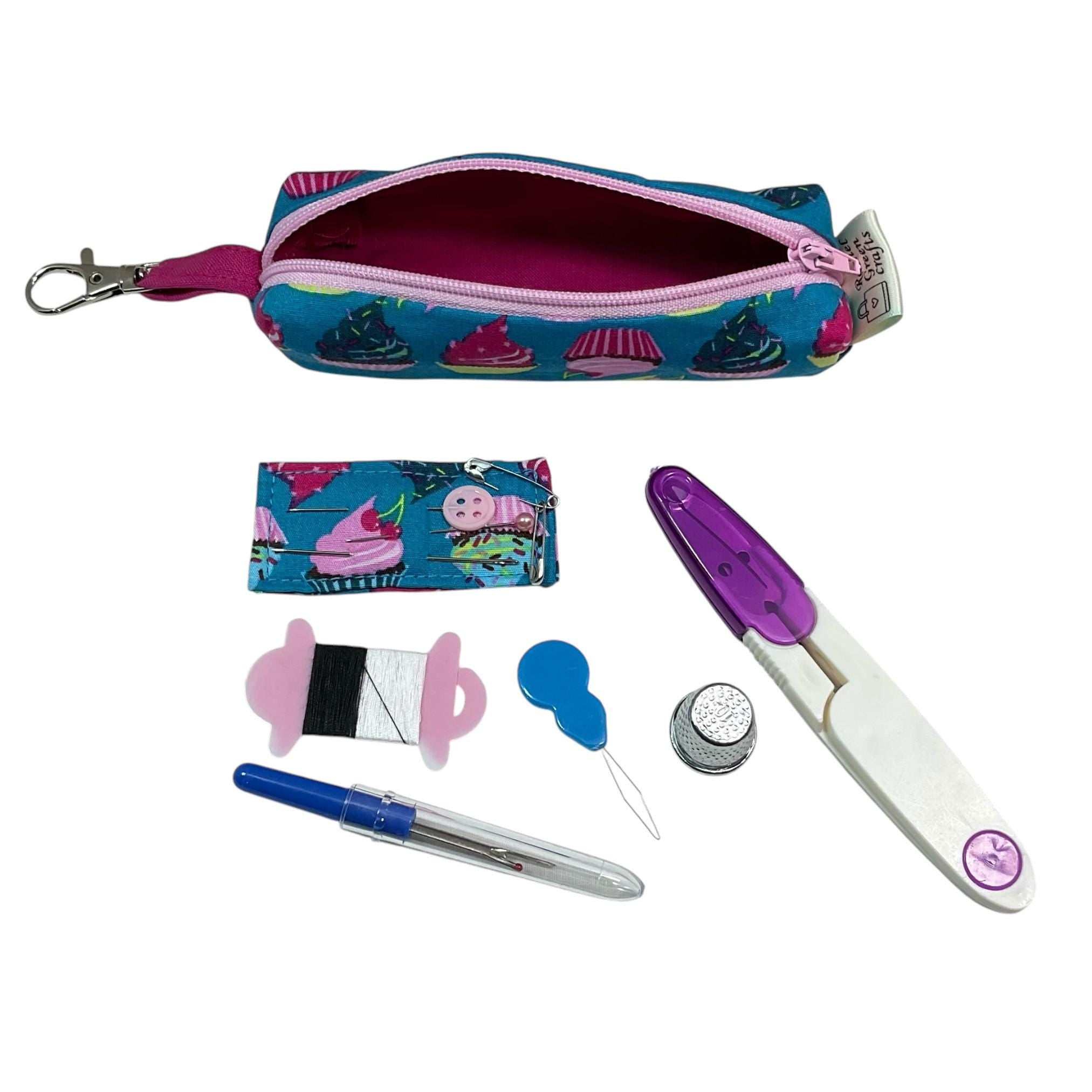 Mini sewing kit with lanyard clip, travel mending case, keyring needle case, keychain sewing notions, stocking filler, christmas gift