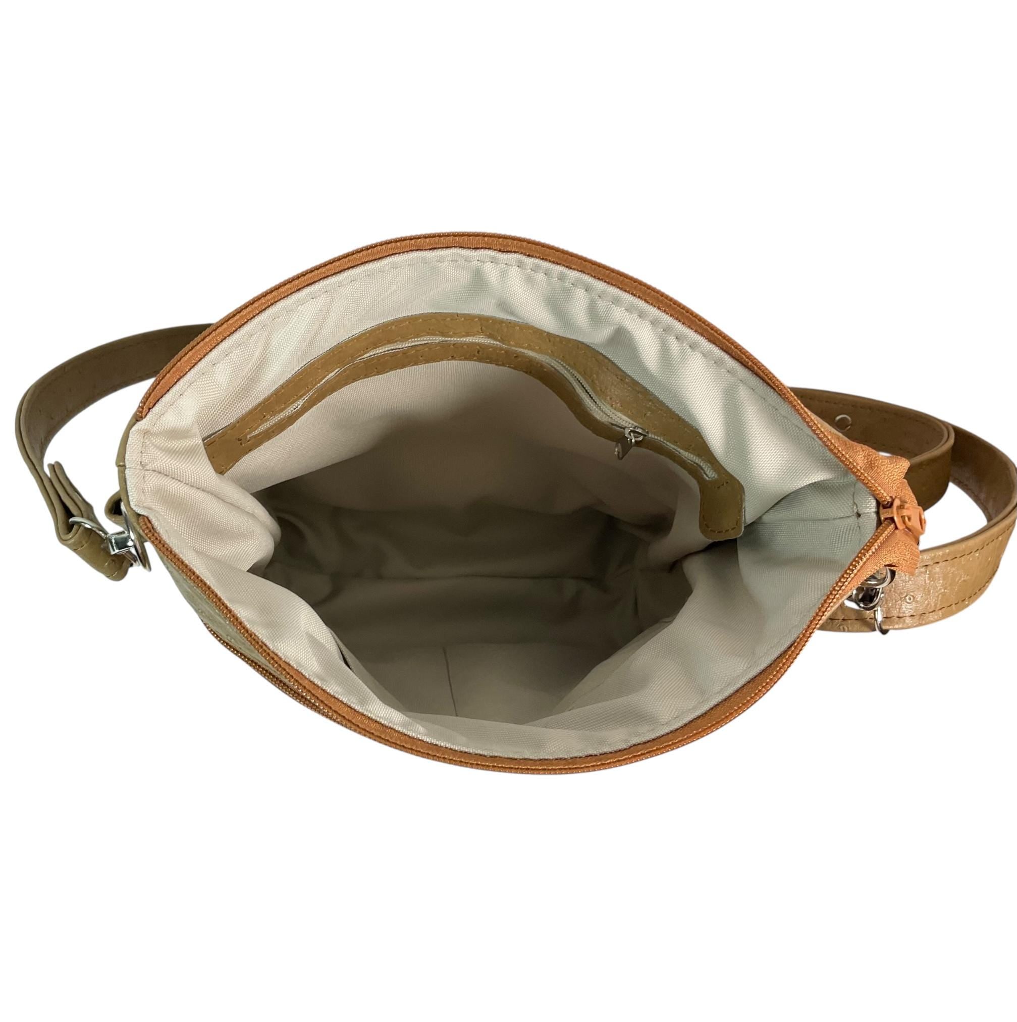 Floral Bird Print Faux Leather Handbag: Zip Top Crossbody Bag