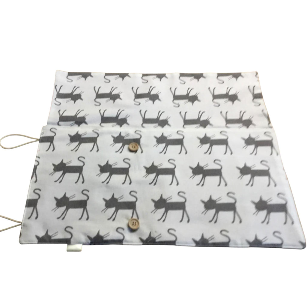 Double pointed knitting needle case with cats,  DPN or crochet hook case, sock knitters gift,