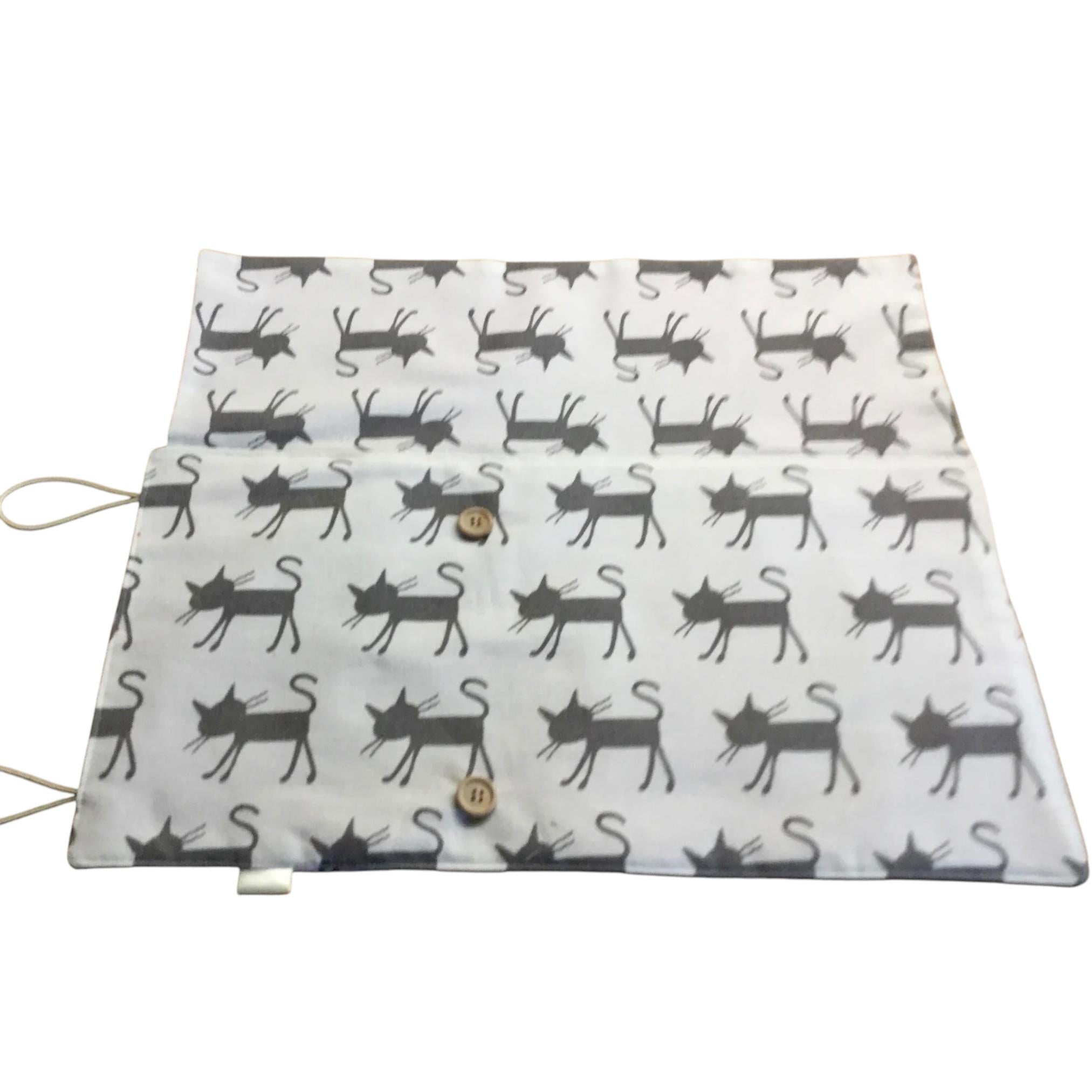 Double pointed knitting needle case with cats,  DPN or crochet hook case, sock knitters gift,