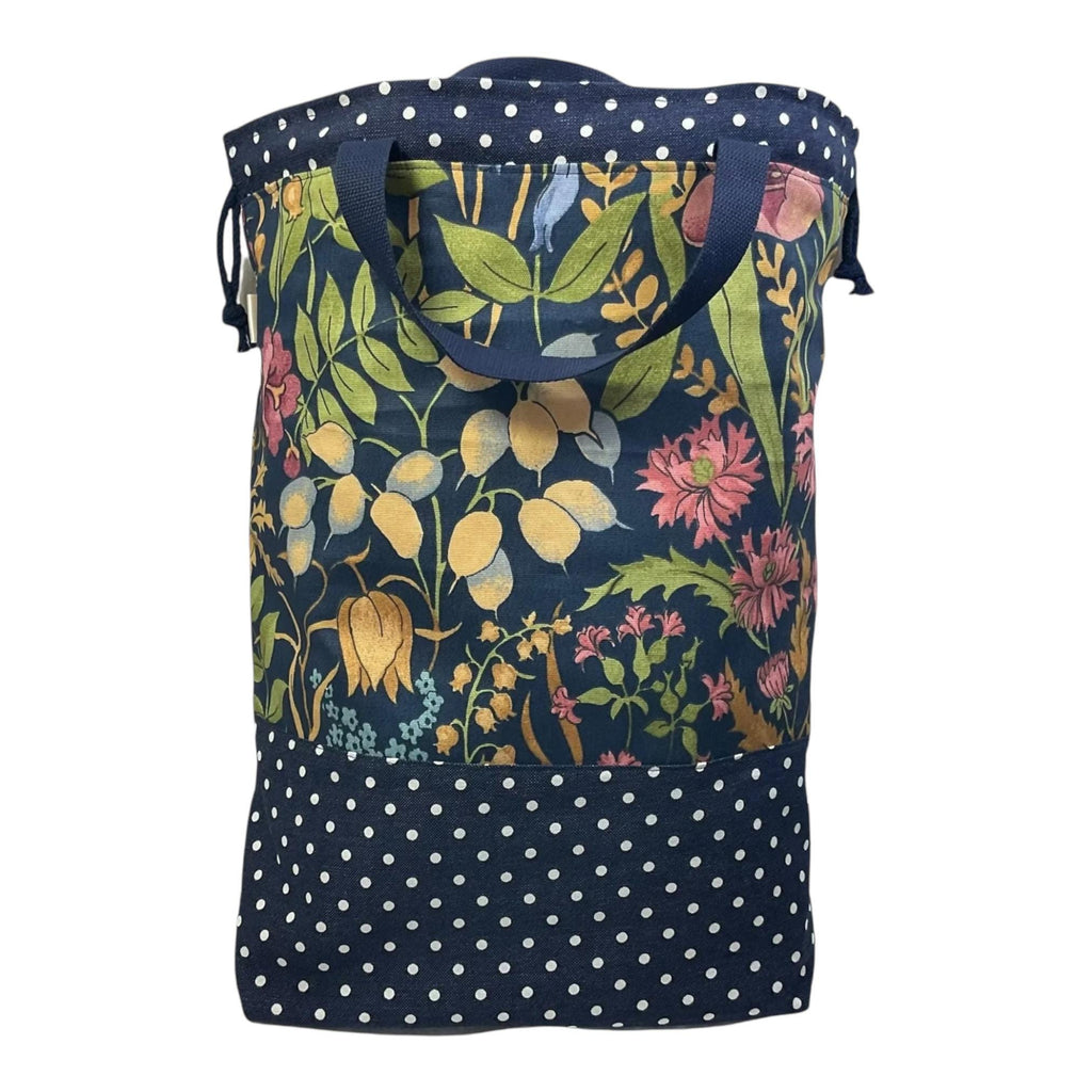 XXL  drawstring knitting bag with floral print, supersized multi pockets project bag with handles, ladies  gift