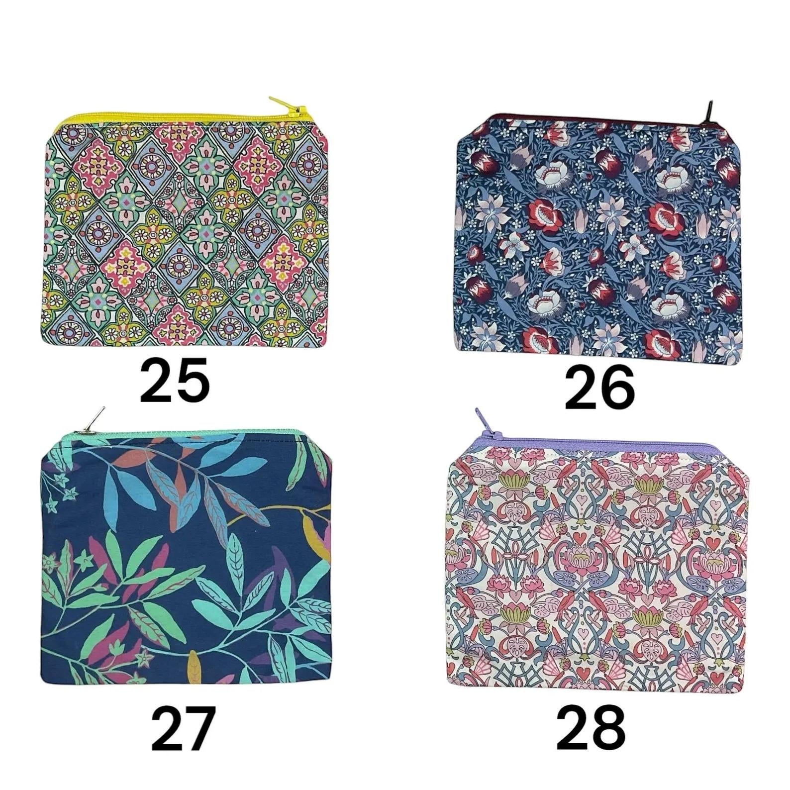 Floral Liberty Fabric Coin Purse: Handmade Zip Pouch, credit card holder,