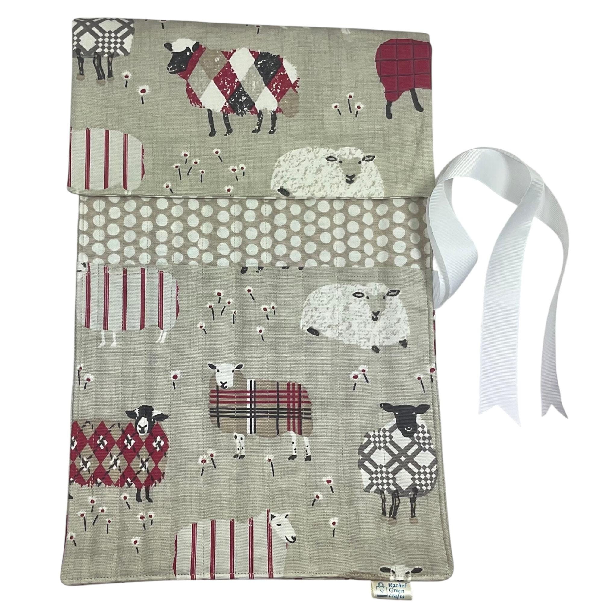 Tartan Sheep Knitting Needle Set: Straight Needles in Roll-Up Case