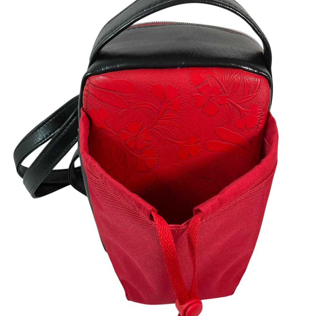 Sling bag, Water Bottle holder red butterfly Water-Resistant Faux Leather, Travel Day Trip