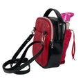 Sling bag, Water Bottle holder red butterfly Water-Resistant Faux Leather, Travel Day Trip