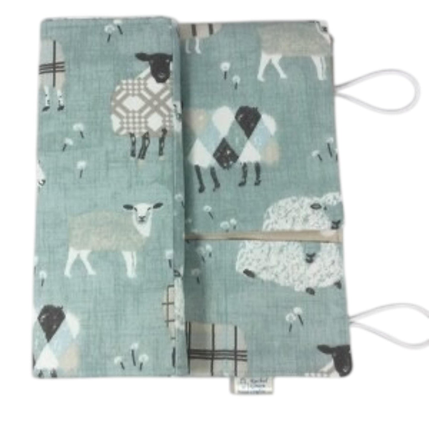 interchangeable and double pointed knitting needle case with turquoise sheep
