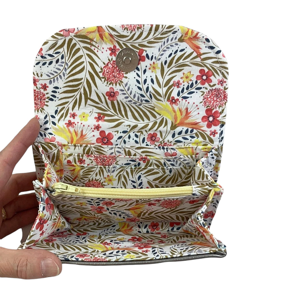 Concertina purse in faux leather and lined with liberty floral cotton fabric, coin and card wallet,  floral  ladies gift