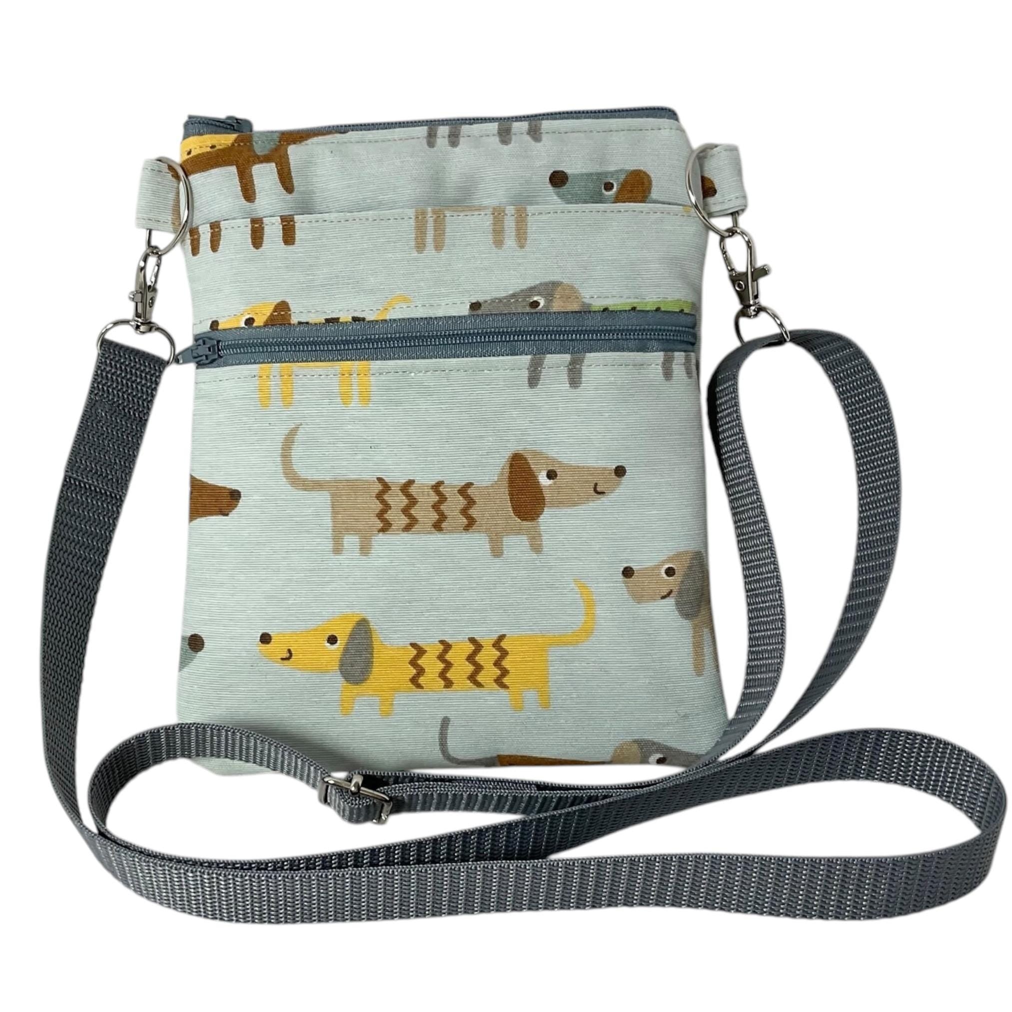 Dog print slim phone shoulder bag with multi pockets, teenager messenger phone pouch, mini clutch bag, clubbing festival bag, dog lover gift