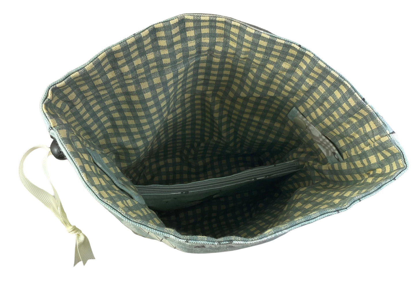 Two at a time knitting bag with tartan/plaid sheep