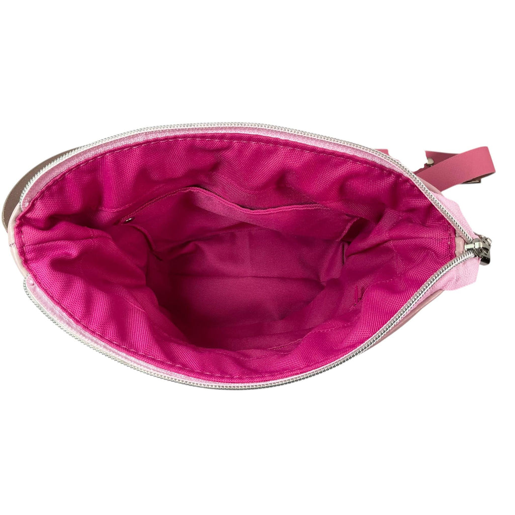 Satchel Handbag in genuine leather and Harris tweed pink pure wool,  medium sized zip top shoulder bag, pink lovers