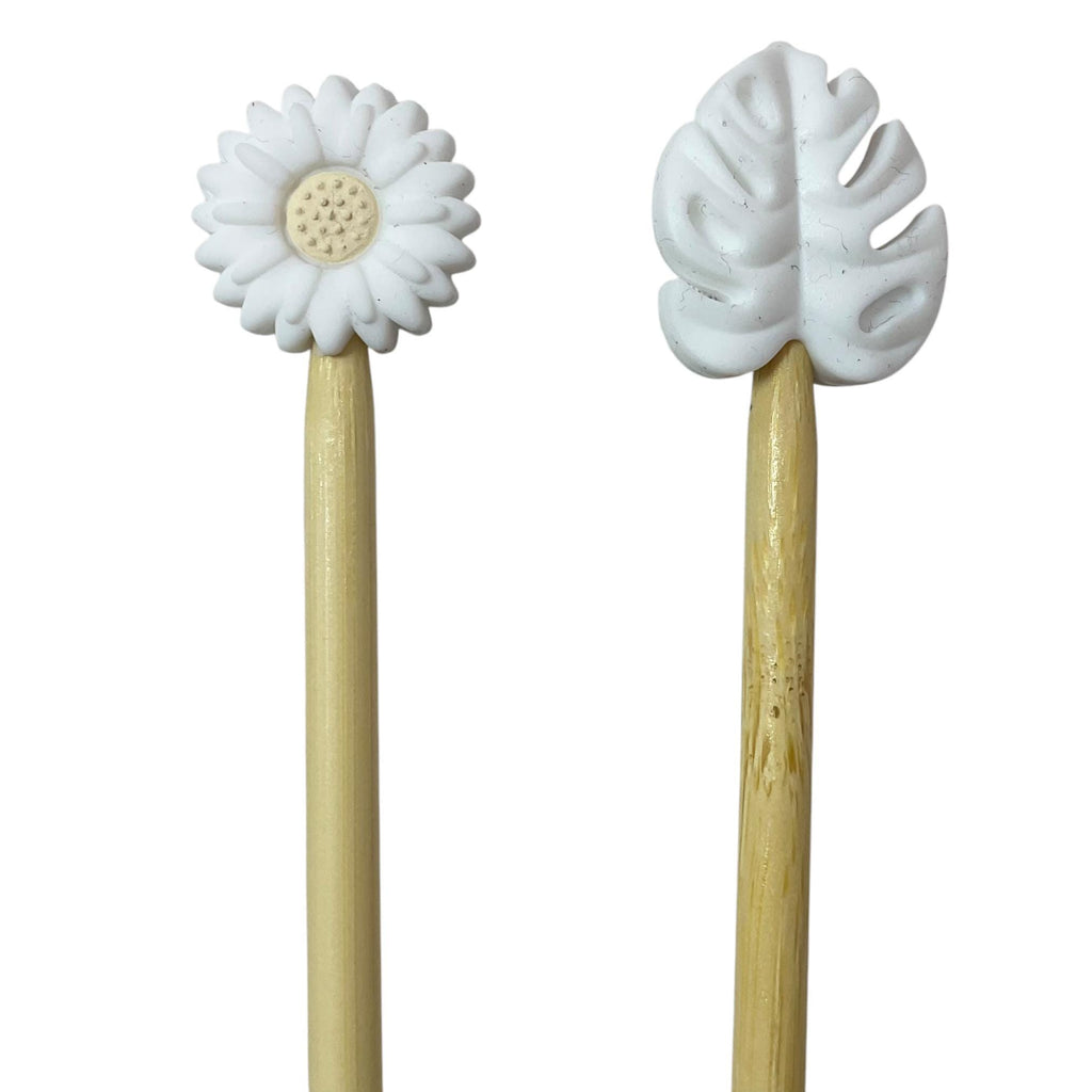 Floral stitch stopper, sunflower needle point protector, daisy knitting needle stitch stopper