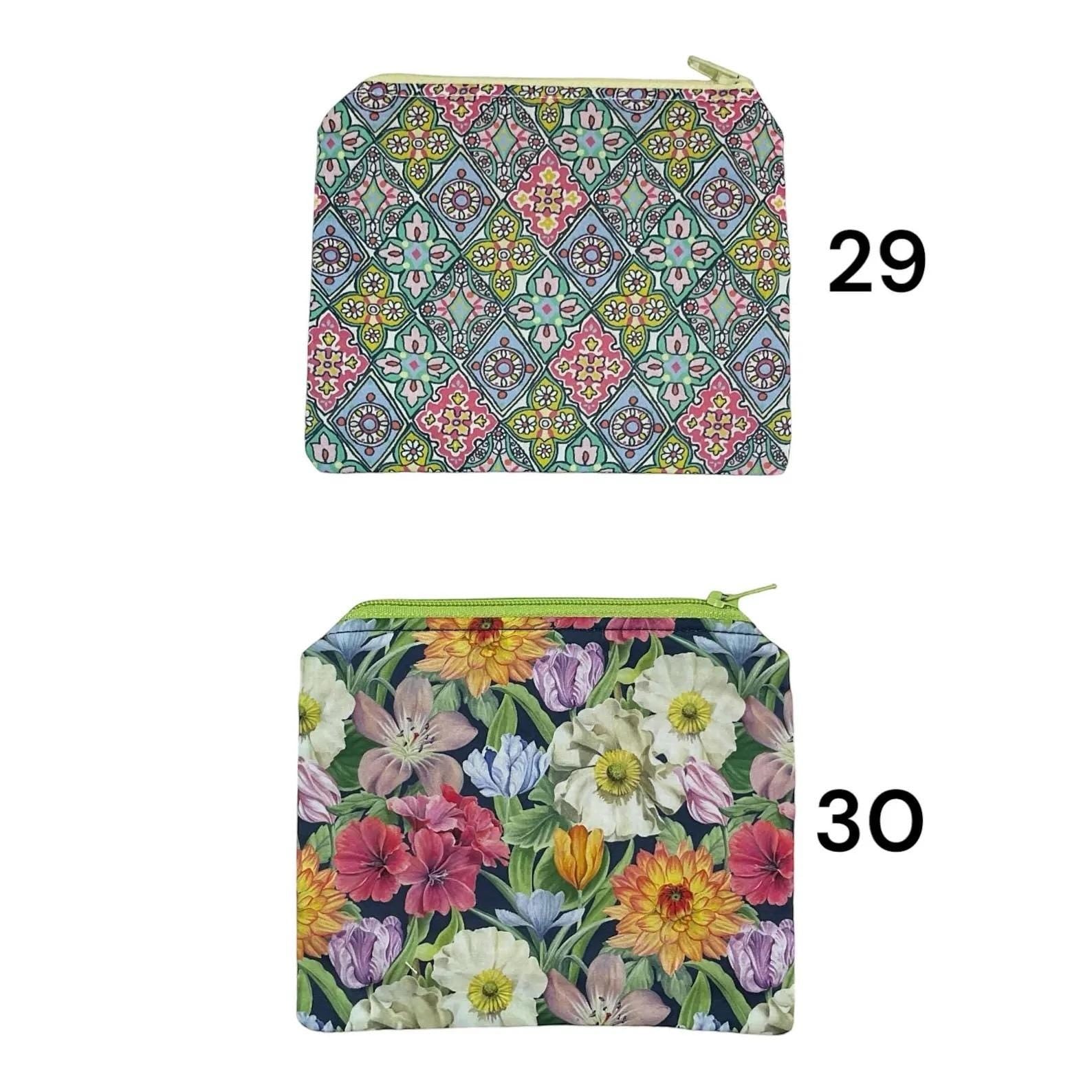 Floral Liberty Fabric Coin Purse: Handmade Zip Pouch, credit card holder,